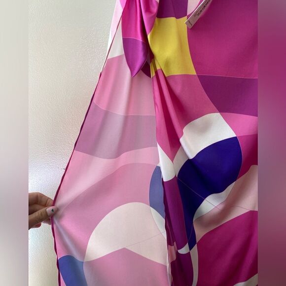 Retrofete Gav Silk Skirt bright print high slit geometric midi wrap Revolve S - Picture 10 of 14